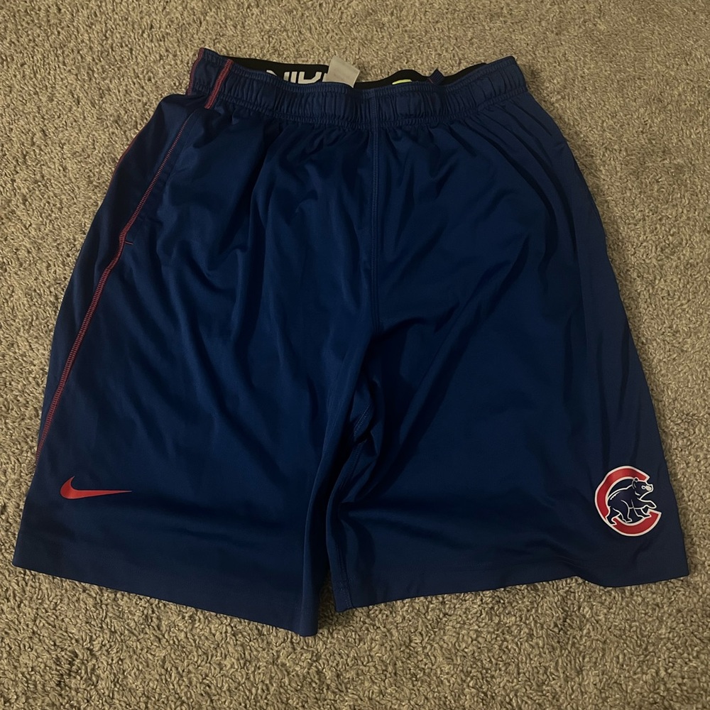 Nike Navy Blue Sports Shorts with Red Accents